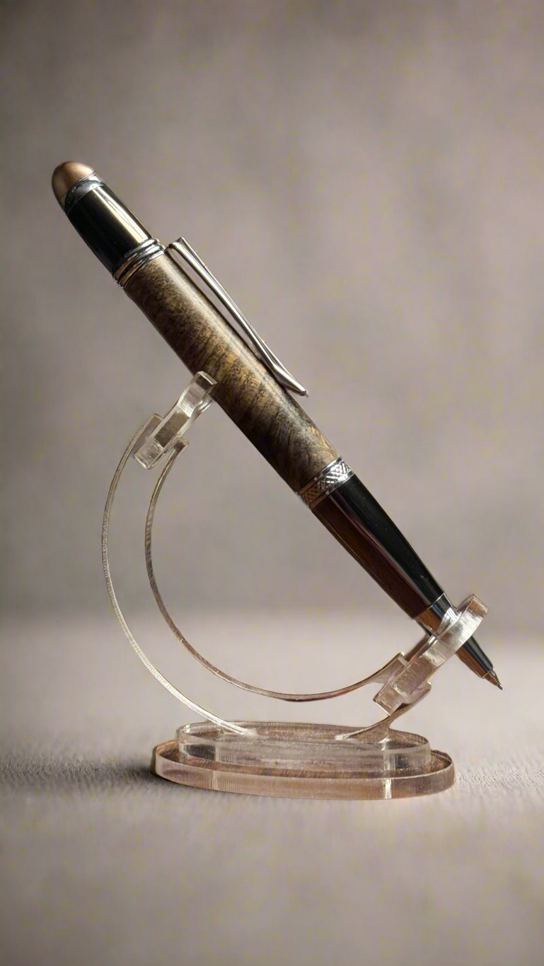 Handcrafted Twist Pen – Buckeye Burl with Gunmetal Gray Hardware