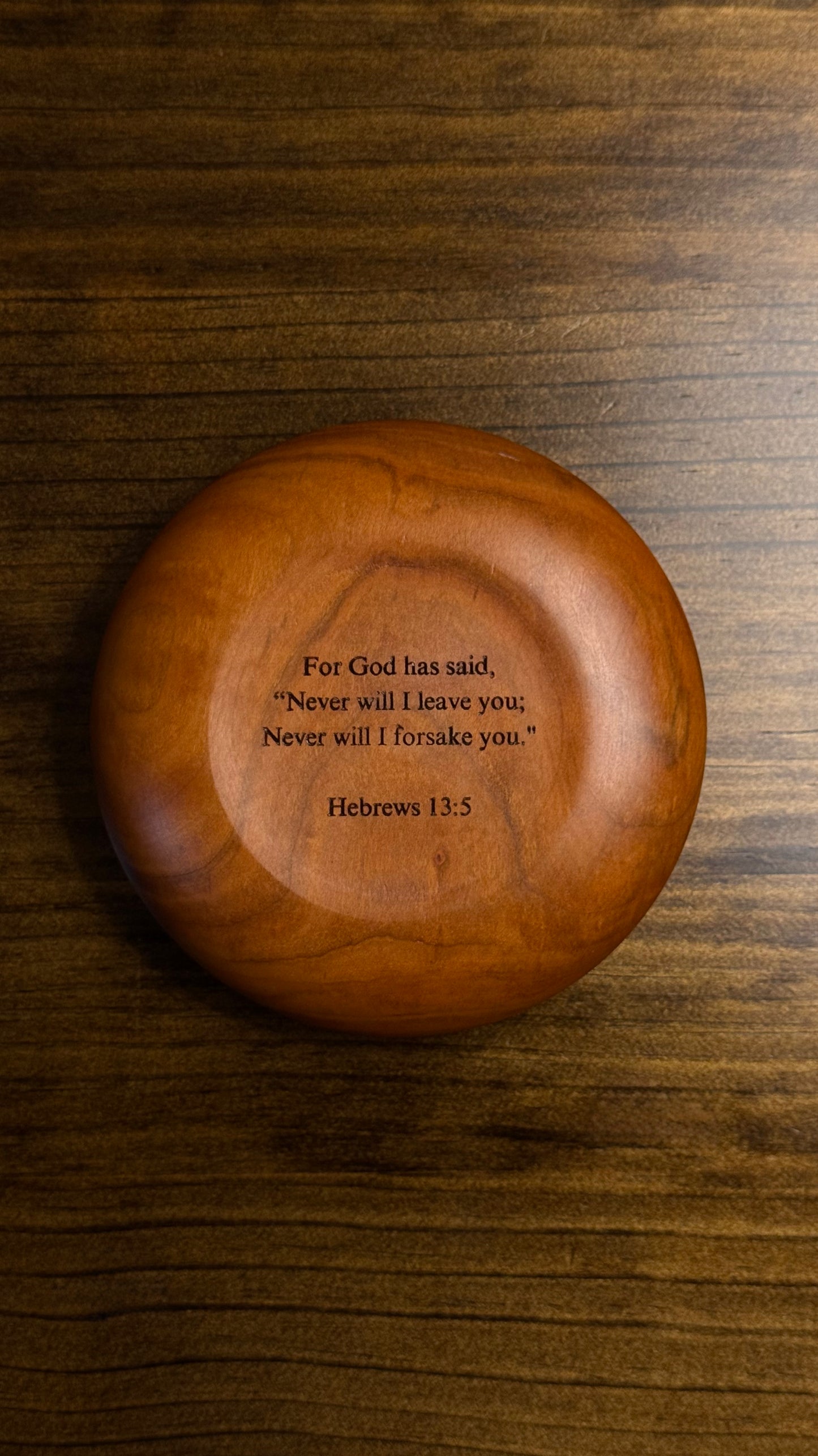 Scripture Engraved Cherry Bowl