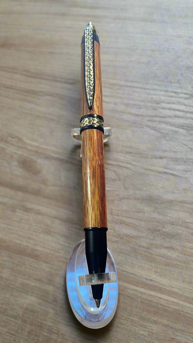 Canarywood Honeycomb Twist Pen with Black and Gold Accents