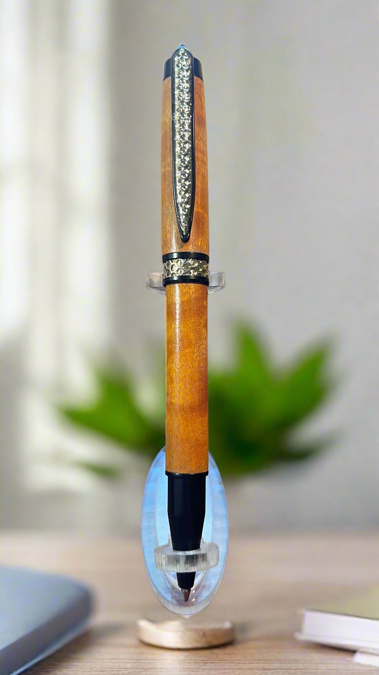 OrangeHeart Honeycomb Twist Pen with Black and Gold Accents